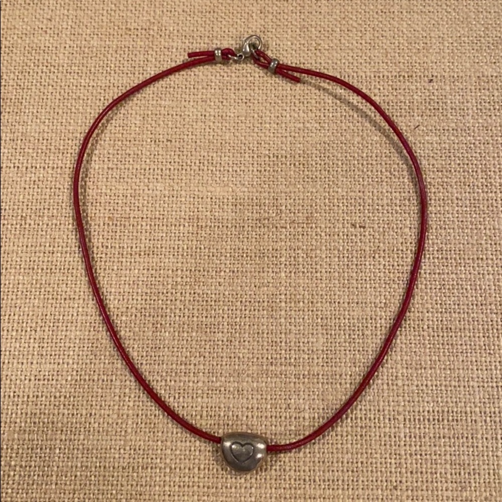 James Avery red leather cord/heart necklace